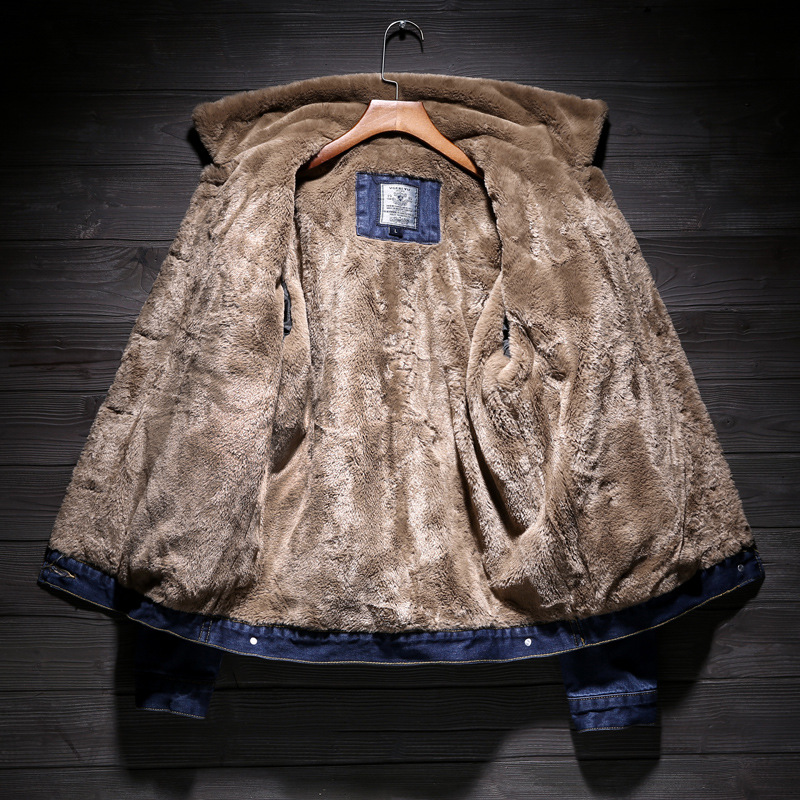 Invierno niños jóvenes guapo forro de lana engrosada chaqueta de mezclilla coreana delgada Denim superior engrosada chaqueta caliente