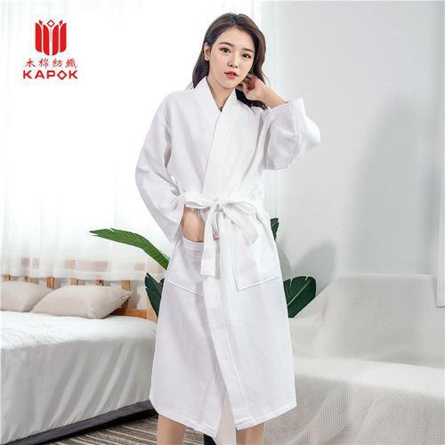 Cotton Waffle Robe Spring and Summer Thin Hotel Unisex Bath Robe Absorbent Beauty Salon Robe 100% Cotton Robe