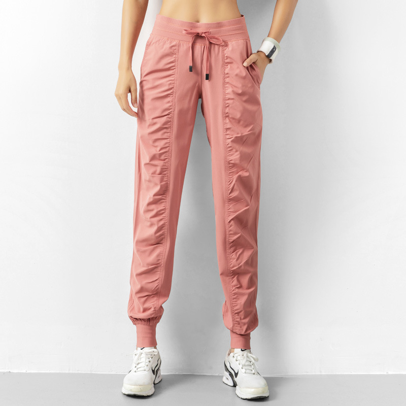 Women's Athletic Pants Slim Fit Loose Running Yoga Fitness 2026 Pleated Quick-Dry Cropped Pocket Casual Jogger Pants