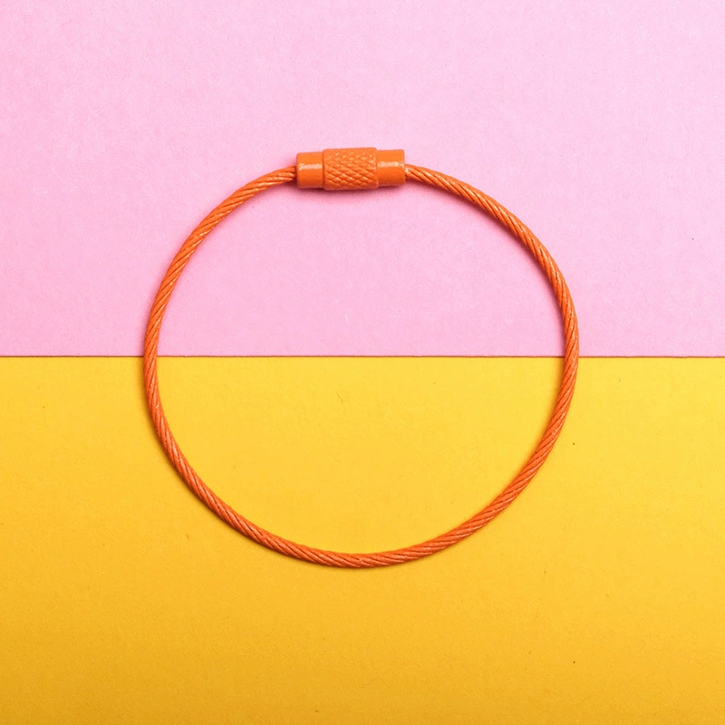 Steel Wire Key Ring Cable, Stainless Steel Keychain Loop, Multi-Color DIY Accessory