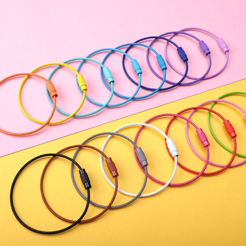 Steel Wire Key Ring Cable, Stainless Steel Keychain Loop, Multi-Color DIY Accessory