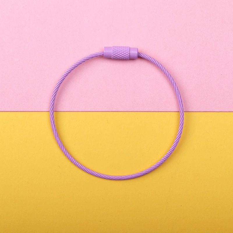 Steel Wire Key Ring Cable, Stainless Steel Keychain Loop, Multi-Color DIY Accessory