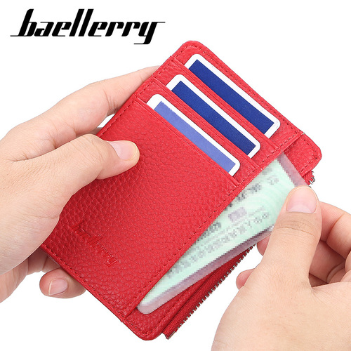 baellerry new multi-functional ultra-thin zipper short driver's license bank card holder for men and women wholesale