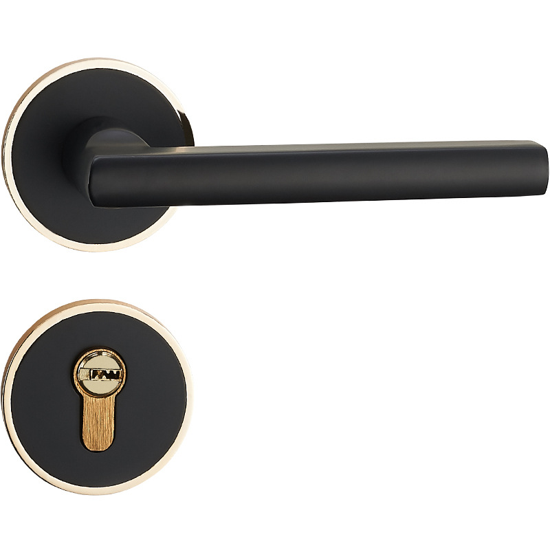 Cerradura de puerta de dormitorio interior de estilo europeo negro puerta de madera hogar universal baño split mudo manija de la puerta cerradura de la puerta