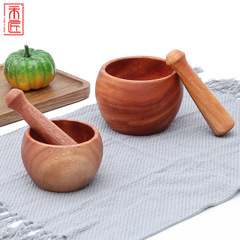 Manual Household Garlic Masher for Baby Food & Cooking | Traditional Garlic Mortar with Wooden Garlic Pestle | Kitchen Garlic Crusher