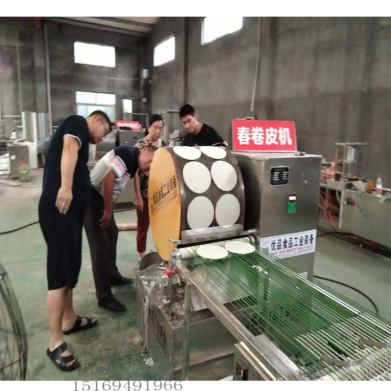 电加热圆形春卷皮机价格 全自动春卷皮机 春卷皮机器全自动面皮机