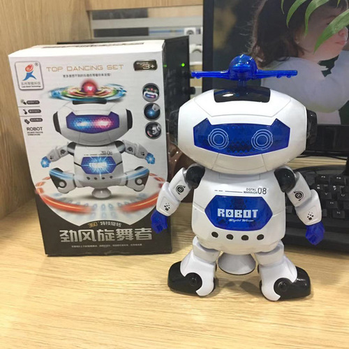 Manufacturer supplies children's toy electric robot, street stall supply, light-emitting music rotating dancing robot