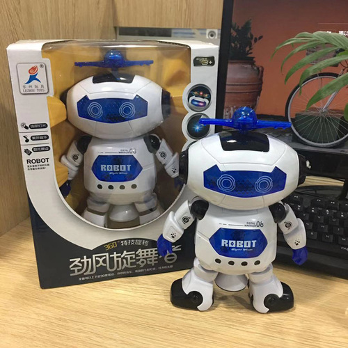 Manufacturer supplies children's toy electric robot, street stall supply, light-emitting music rotating dancing robot