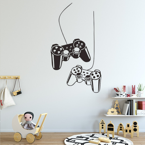 Cross-border new game console handle creative vinyl carved wall stickers living room bedroom decorative painting KS444