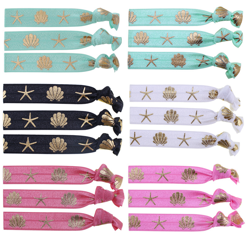 工厂批发松紧带打结发带海星贝壳束发带腕带 弹力包边带 松紧织带