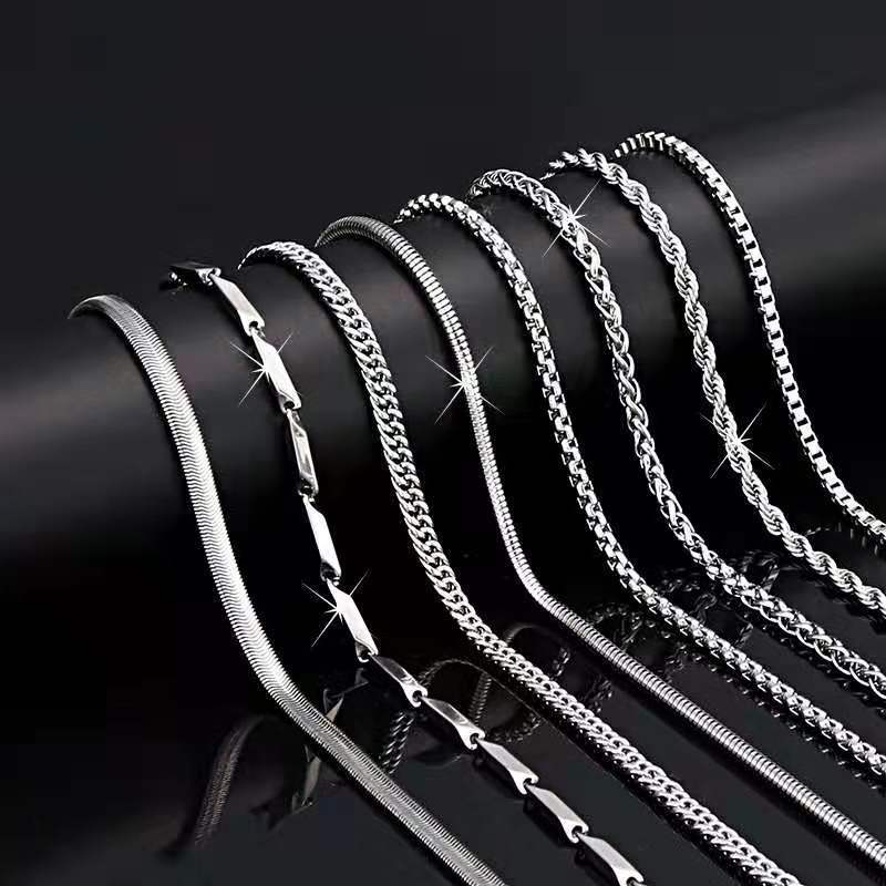 Titanium steel necklace men's non-fading NK chain hip hop Cuban chain stainless steel sweater chain women's clavicle chain cool