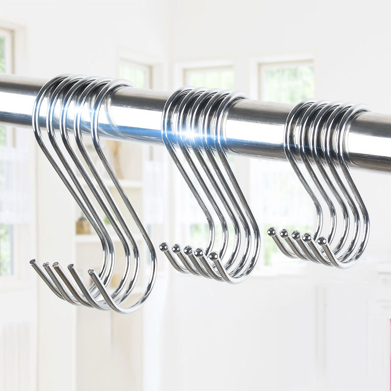 Stainless Steel S-Shaped Hook Iron Hook Multifunctional S Hook Towel Bar Manufacturer Wholesale Storage Heavy-Duty Durable Door Hook