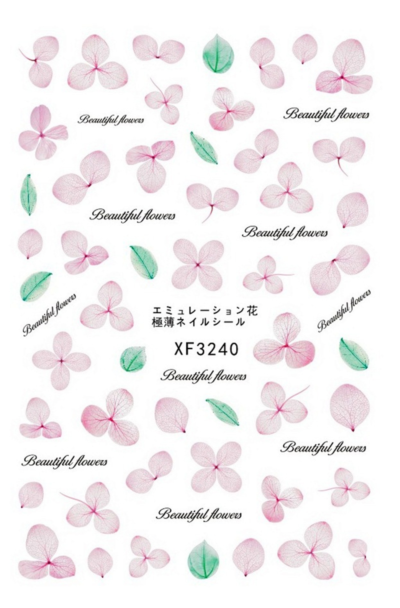 Pegatinas de uñas de flores secas especiales transfronterizas Flor permanente Flor púrpura Yang Simulación de flores secas Pegatinas de uñas de papel con adhesivo