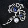 Fashionable brooch from pearl, universal crystal, pin, protective underware lapel pin, clothing, accessories, Korean style, pearl silver, wholesale