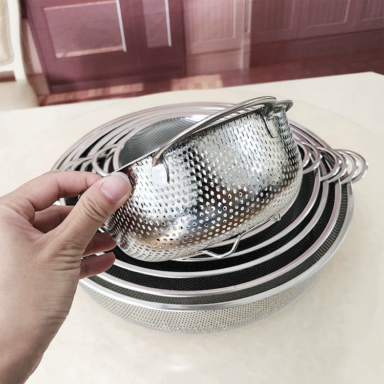 Stainless steel dense pores mostly use baskets without magnetic washing rice sieve Most of the two -eared vegetables and fruit basket drain net blue leakpound