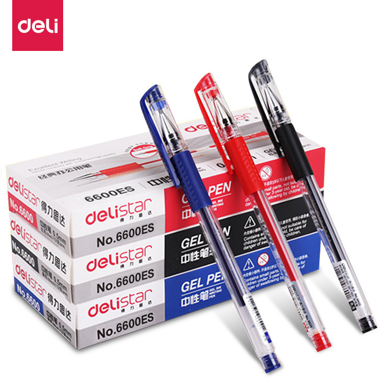 Deli 6600Es Gel Pen Black Blue Red Bullet 0.5mm Office Writing Pen Writing Pen Water Pen