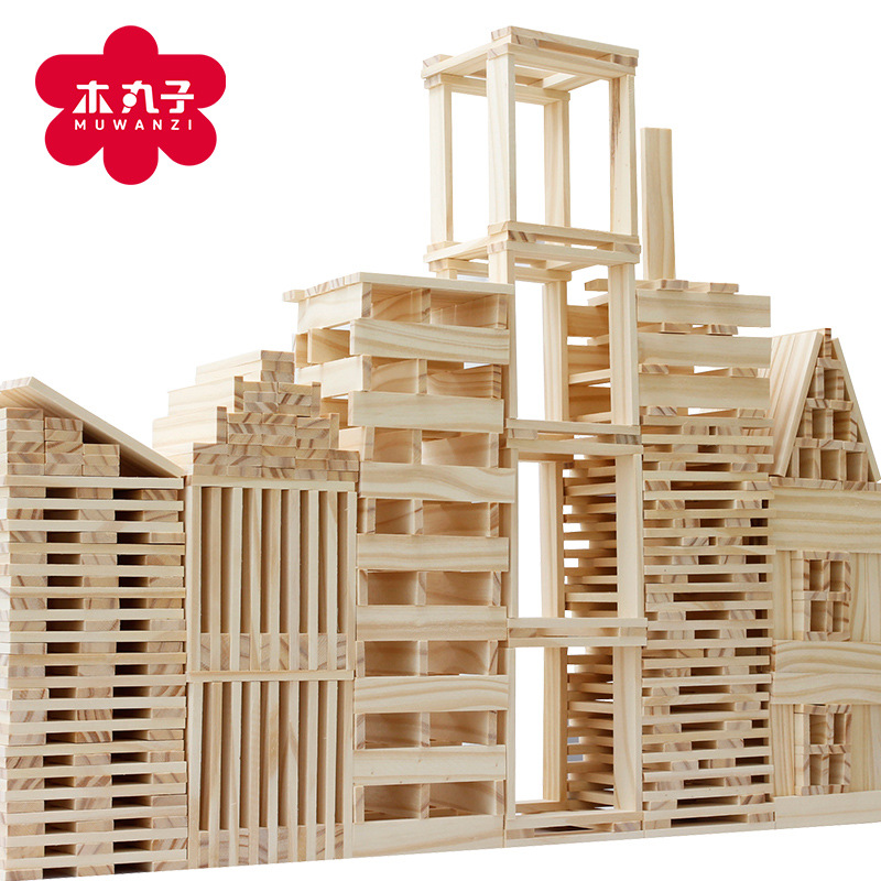Bolas de madera bloques de construcción todo partido creativo divertido-bloques de construcción capa por capa altos juguetes educativos para niños ensamblados bloques de construcción de la torre de la pila