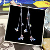 Silver needle, zirconium, earrings with tassels, silver 925 sample