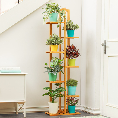 Balcony flower rack solid wood multi-layer indoor floor-standing outdoor flower pot rack living room flower rack hanging potted plant rack flower table