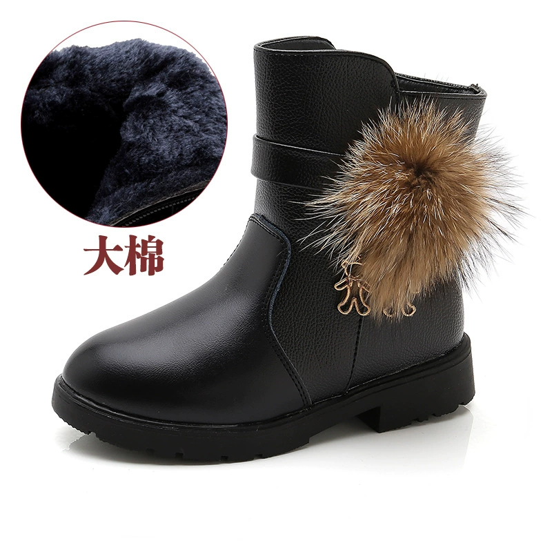 Martens, детские низкие ботинки для принцессы, зимняя обувь