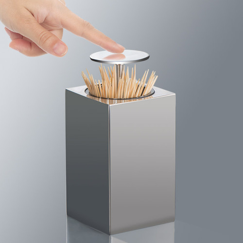 Push-type toothpick tube 304 stainless steel portable European toothpick jar automatic pop-up toothpick storage box