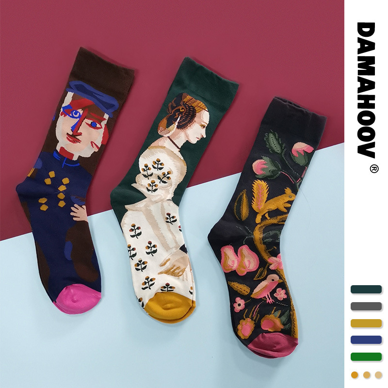 Spring and Autumn Lovers Socks Brand Original Personality Creative Color Fashionable Street Fashion Breathable Socks
