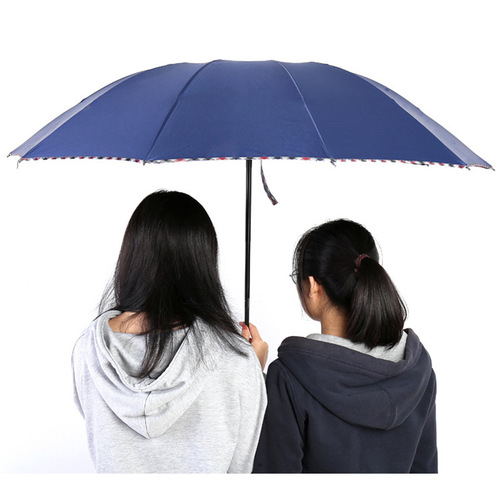 Umbrella large ten-bone folding double business sunny or rainy sun umbrella sun protection umbrella advertising printing large quantity wholesale