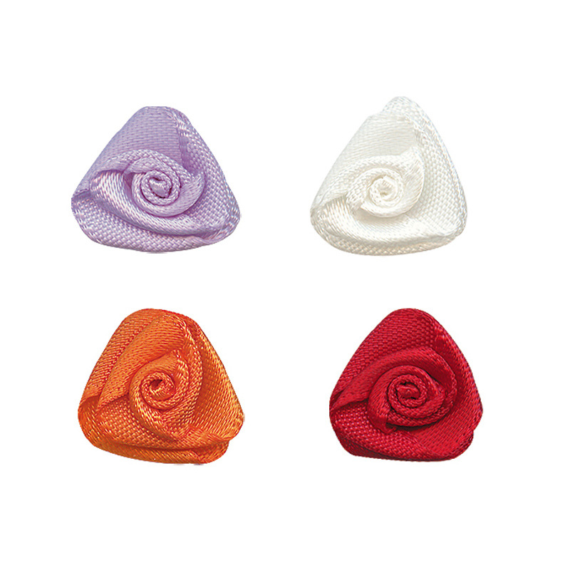 Yao Ming cinta 1,3 cm de ancho cinta hecha a mano flor DIY de dos puntos triángulo Rosa material de la cinta de poliéster Rosa pequeña flor