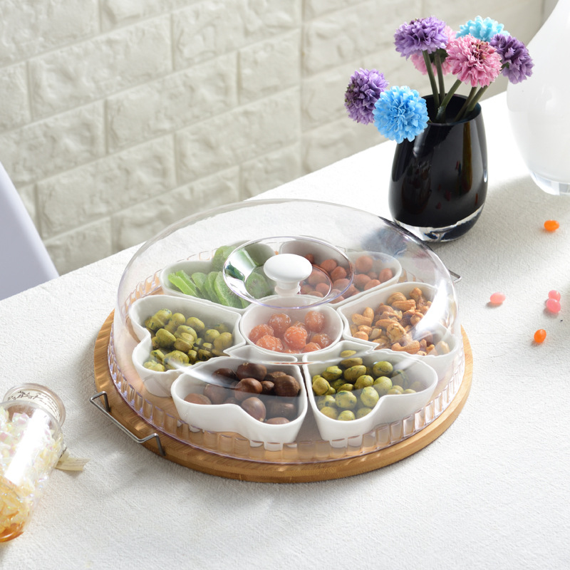 Gốm trái cây sấy khô đĩa kết hợp nhiều khung đĩa trái cây phòng khách đồ ăn nhẹ sáng tạo chia kẹo tấm hạt dưa hạt Năm Mới