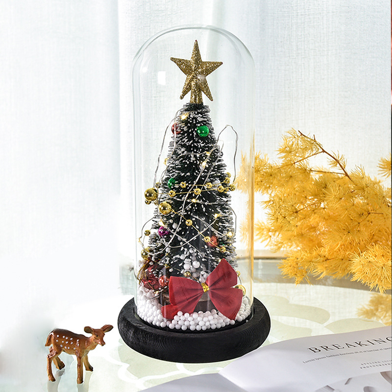 Customizado creativo árbol de Navidad cubierta de vidrio decoración ventana cedro disparar props escritorio regalos de Navidad regalos
