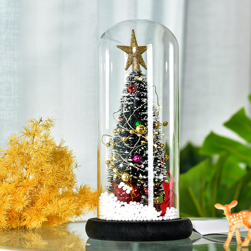 Customizado creativo árbol de Navidad cubierta de vidrio decoración ventana cedro disparar props escritorio regalos de Navidad regalos