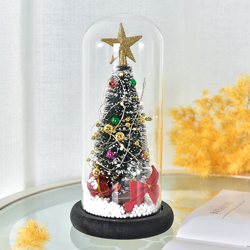 Customizado creativo árbol de Navidad cubierta de vidrio decoración ventana cedro disparar props escritorio regalos de Navidad regalos