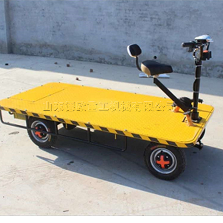 四轮电动平板搬运车 小型座驾托运车 厂区矿区物资工具转运车