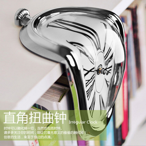 Foreign trade creative retro twisted clock melted clock table corner clock Roman clock right angle retro deformed time and space clock