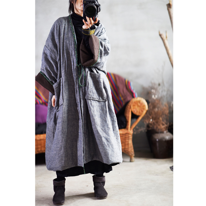 Plain Year Not Ending 1910/Light Autumn Linen Autumn and Winter Solid Color Cotton Mori Retro Elegant Cardigan Cotton Robe Windbreaker