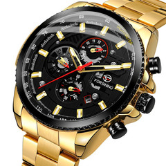 FORSINING Men's Automatic Mechanical Multifunction Stainless Steel Mechanical Watch Casual Strap Watch 342