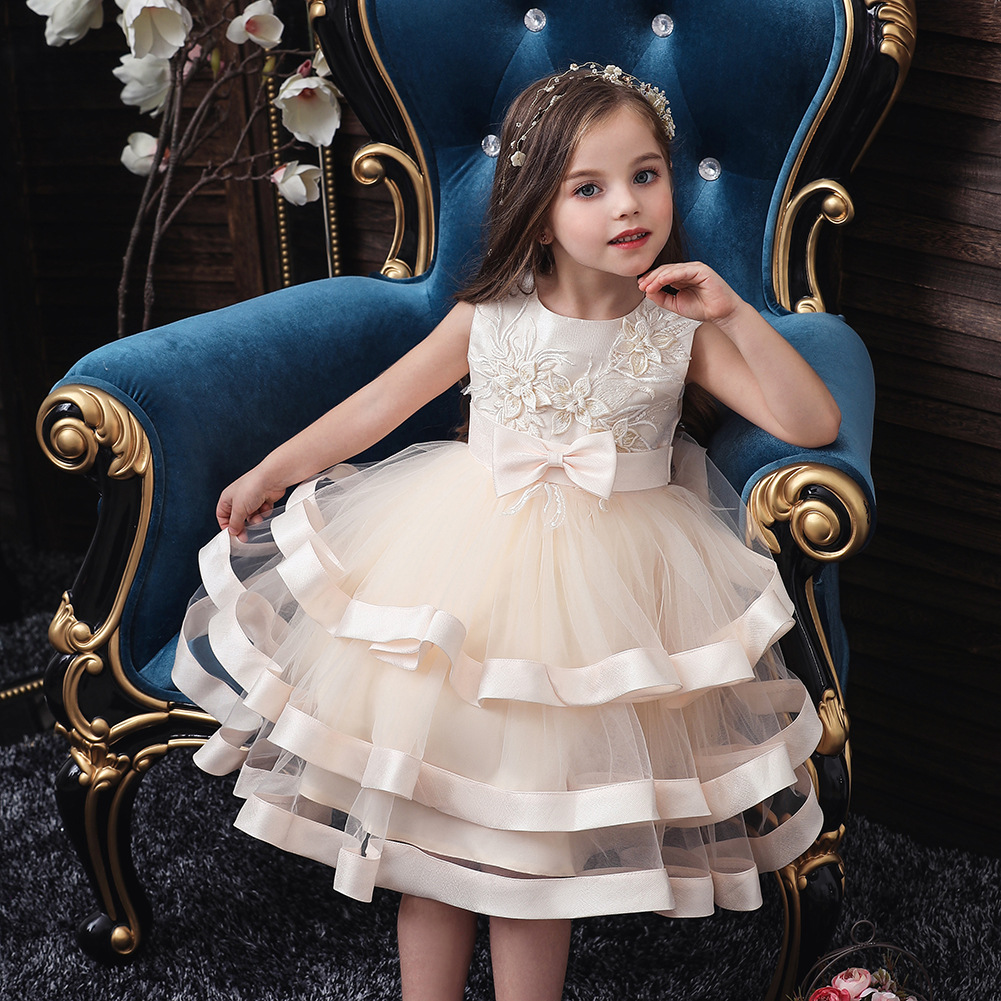 AliExpress vestido de princesa de niña caliente vestido de niña de flores para niños pequeños y medianos falda de malla pettiskirt de pastel de niña europea y americana