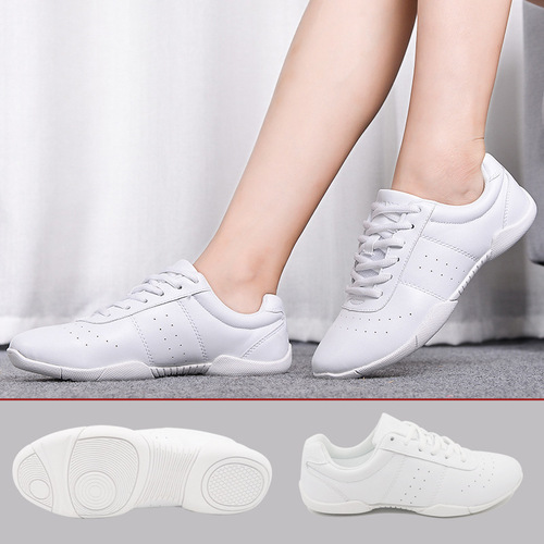 New aerobics shoes for competitive children's men's soft-soled square dance special competition training white female cheerleading