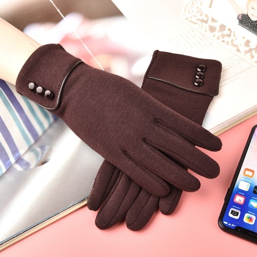 Non-falling velvet gloves plus velvet autumn and winter warm gloves touch screen women's cotton student cycling and driving outdoor cycling gloves