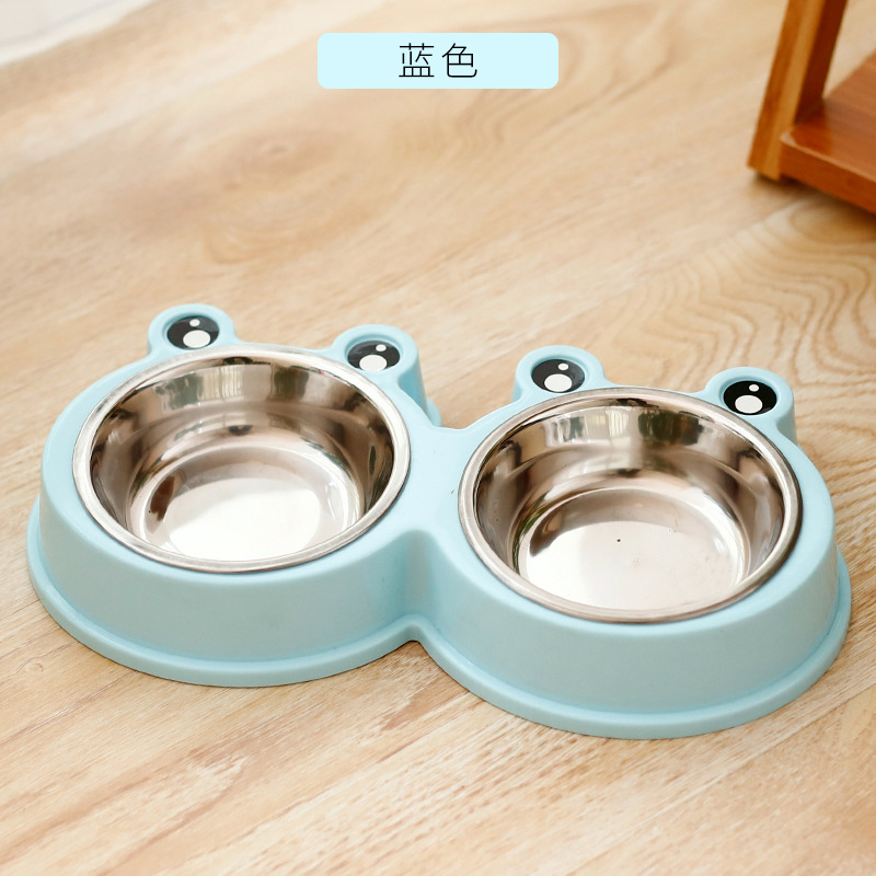 Fabricante personalizado desmontable dos en uno rana doble tazón de acero inoxidable gato tazón de plástico espesado antideslizante tazón de perro tazón de mascotas