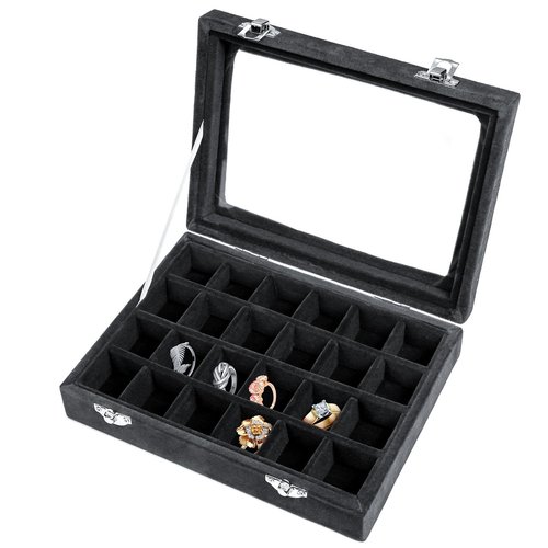 银双扣小号珠宝盒 首饰盒 饰品盒 耳钉戒指珠宝收纳盒 24格美甲盒