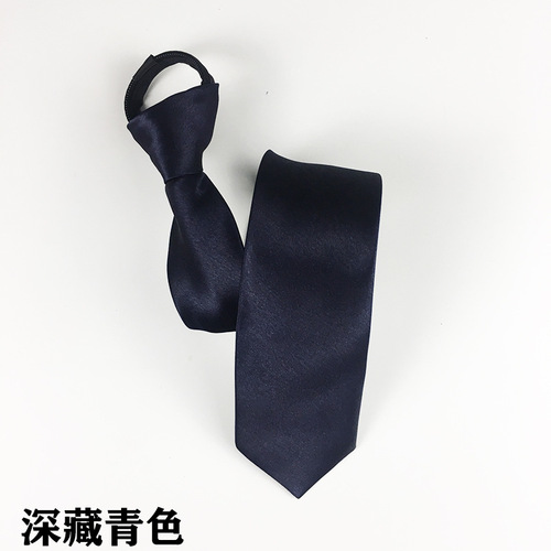 Tie men's zipper tie 5cm lazy solid color student formal wear navy blue red black wedding easy pull factory wholesale
