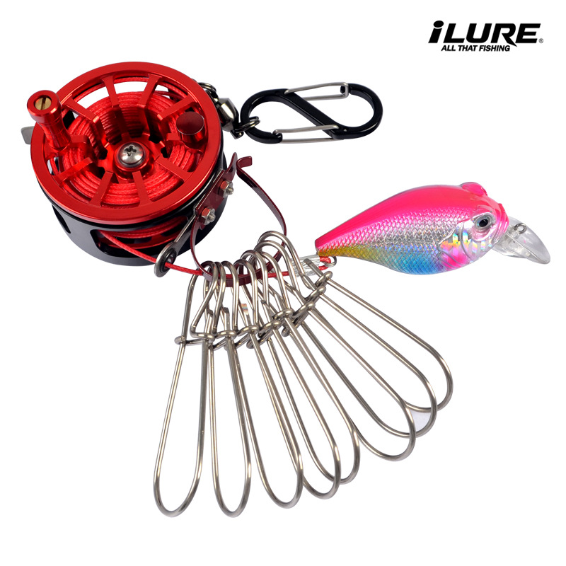 Ailuya estilo japonés retráctil con ruedas de bloqueo de pescado de acero inoxidable hebilla de pescado vivo balsa de Pesca de Mar de agua dulce equipo de pesca