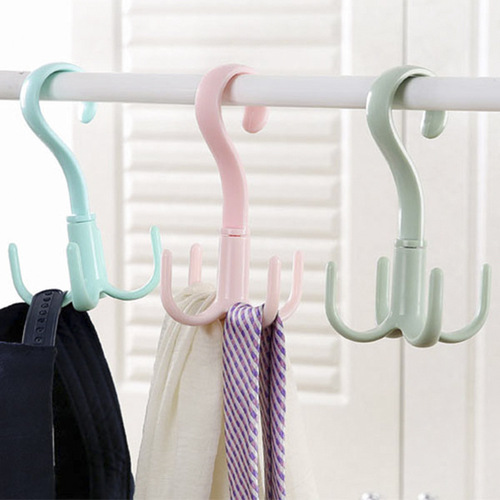 Rotatable 4-claw multi-purpose hanger hook, clothes hanger, tie, scarf, scarf, coat rack, plastic hook, shoe rack