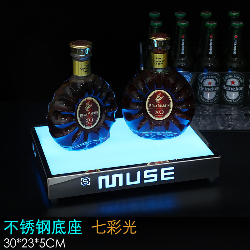 Zuochang LED luminoso champán cubo de hielo bar KTV noche cubo de hielo creativo de doble uso portátil de acero inoxidable Cubo de cerveza