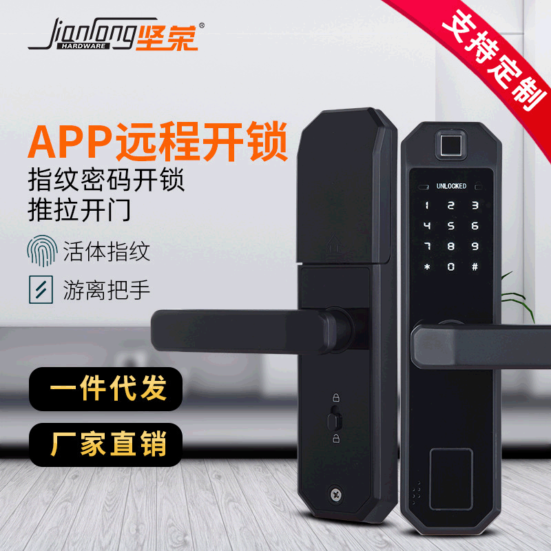定制定做家用指紋密碼鎖 智能指紋鎖 遠程APP開鎖室內木門指紋鎖