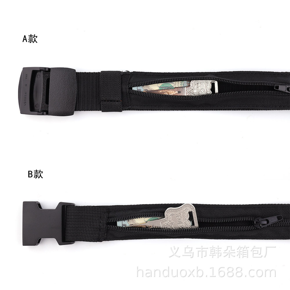 Seguro de seguridad de viaje exclusivo transfronterizo antirrobo invisible dinero escondido cinturón oculto Plaid cremallera billetera cinturón táctico bolso de la cintura