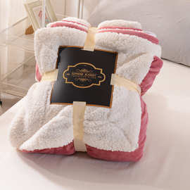 秋冬加厚法兰绒毛毯子羊羔绒跨境热卖双层毛毯休闲盖毯午睡羊毛毯