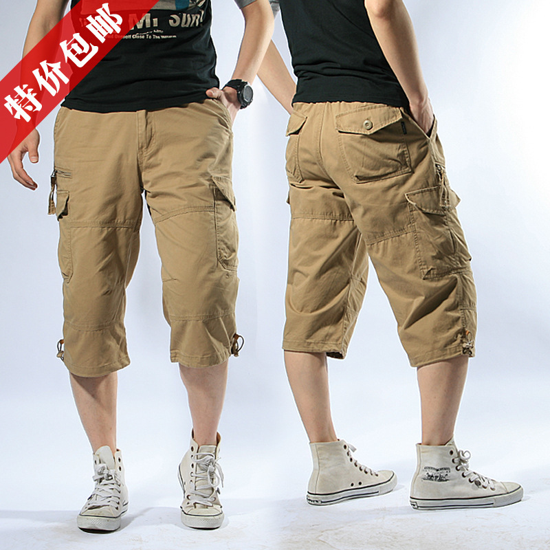Summer Overalls Thin Loose Large Size Shorts Men's Multi-Pocket Mid-Pants Outdoor Casual Camouflage Cropped Pants for Men