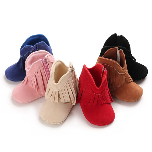 Fashion 0-1 year baby shoes with tassel decoration, for girls, baby boots, learning to walk shoes, baby shoes